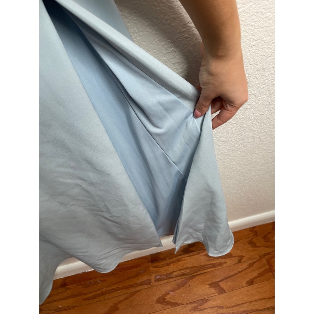 Laundry by Shelli Segal Light Blue‎ One Shoulder Maxi Gown Side Slit Size 10 - Picture 6 of 7